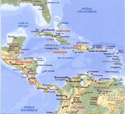 carte caraibes antilles